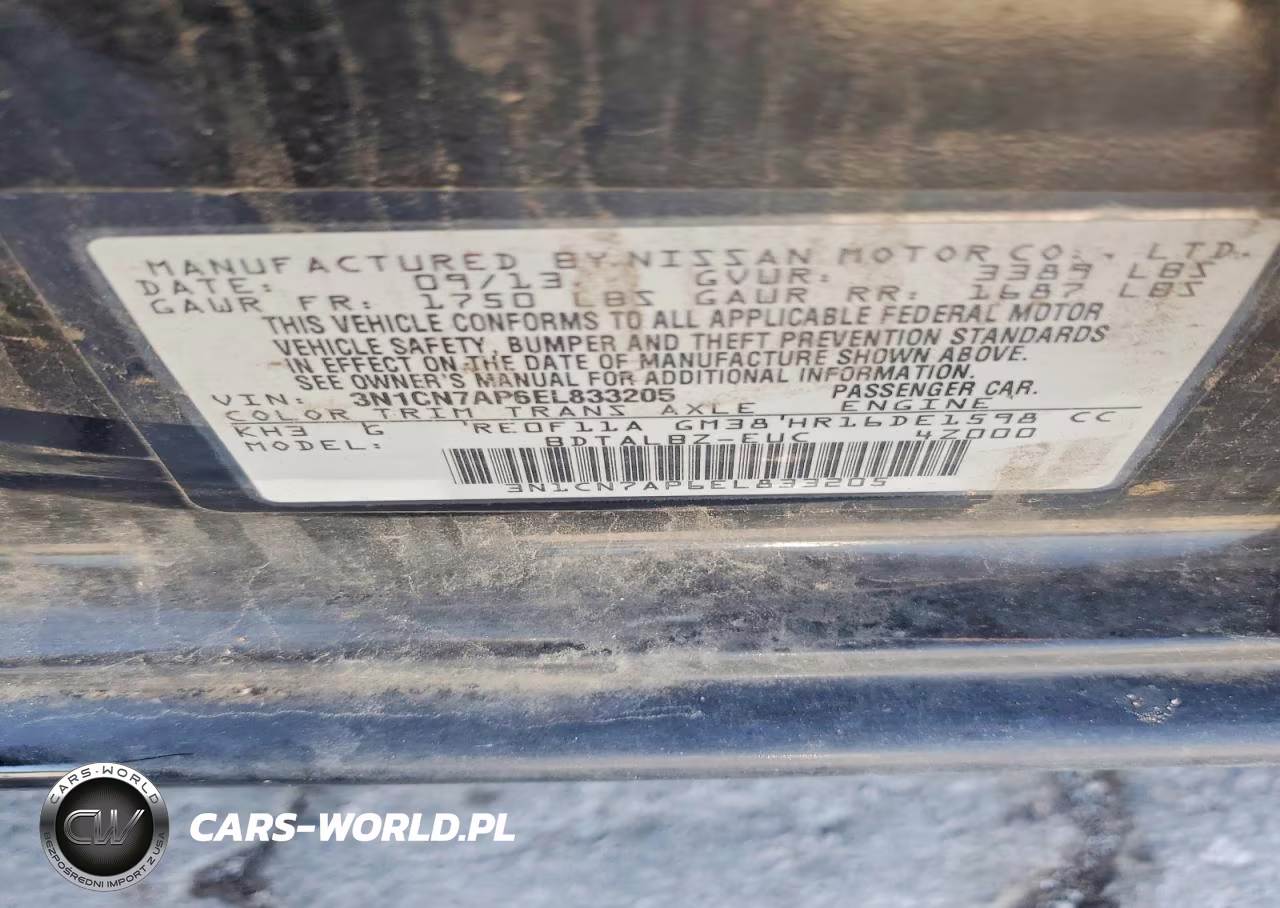 2014 Nissan Versa 1.6 Sv VIN:3N1CN7AP6EL833205 - 12