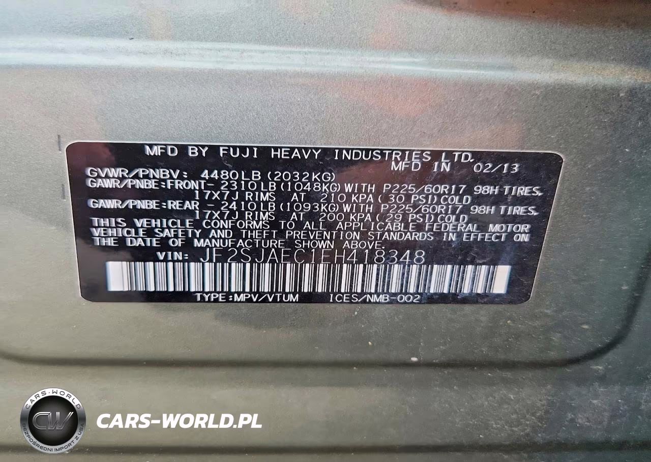 2014 Subaru Forester 2.5I Premium VIN:JF2SJAEC1EH418348 - 14
