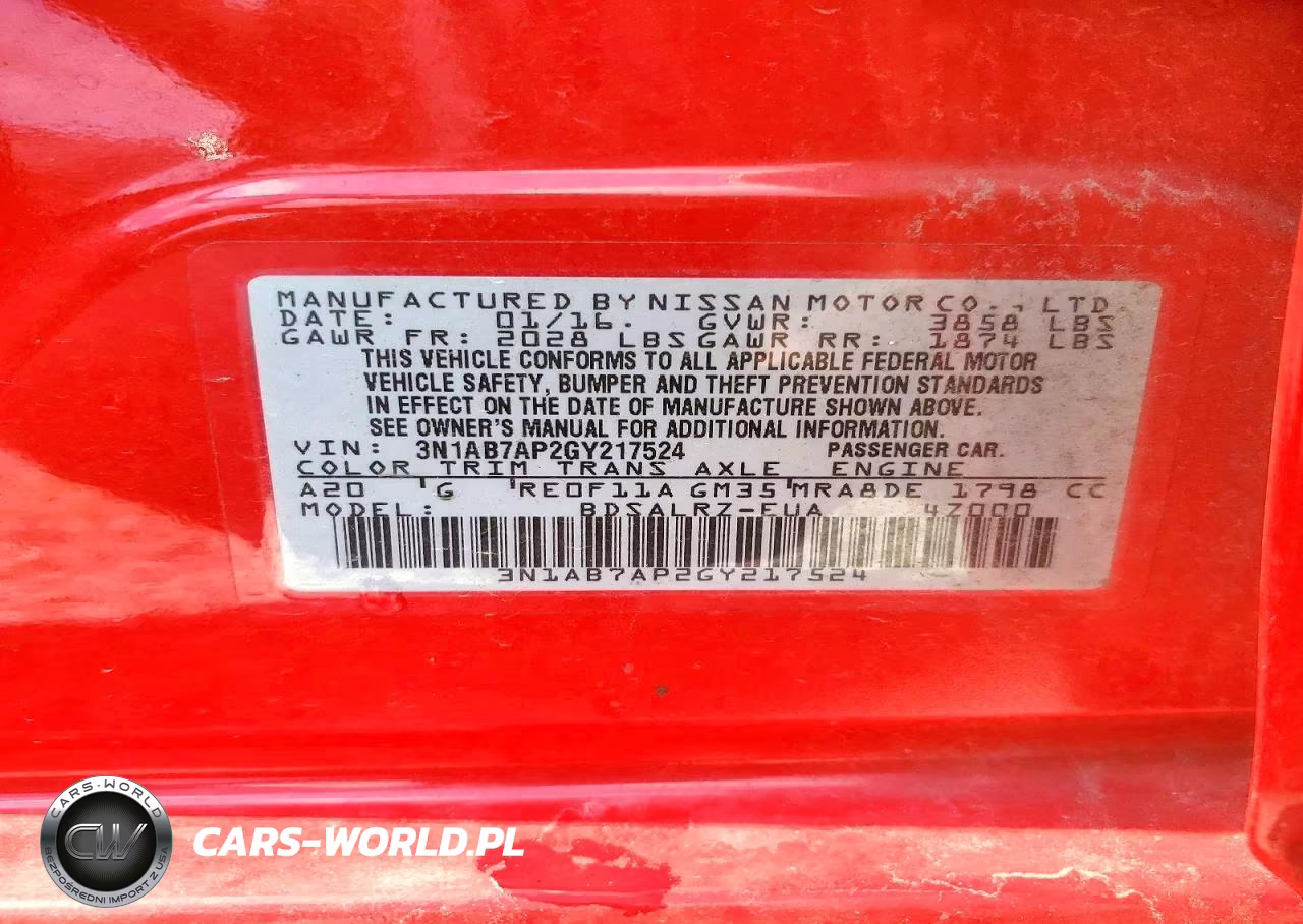 2016 Nissan Sentra Sr VIN:3N1AB7AP2GY217524 - 13