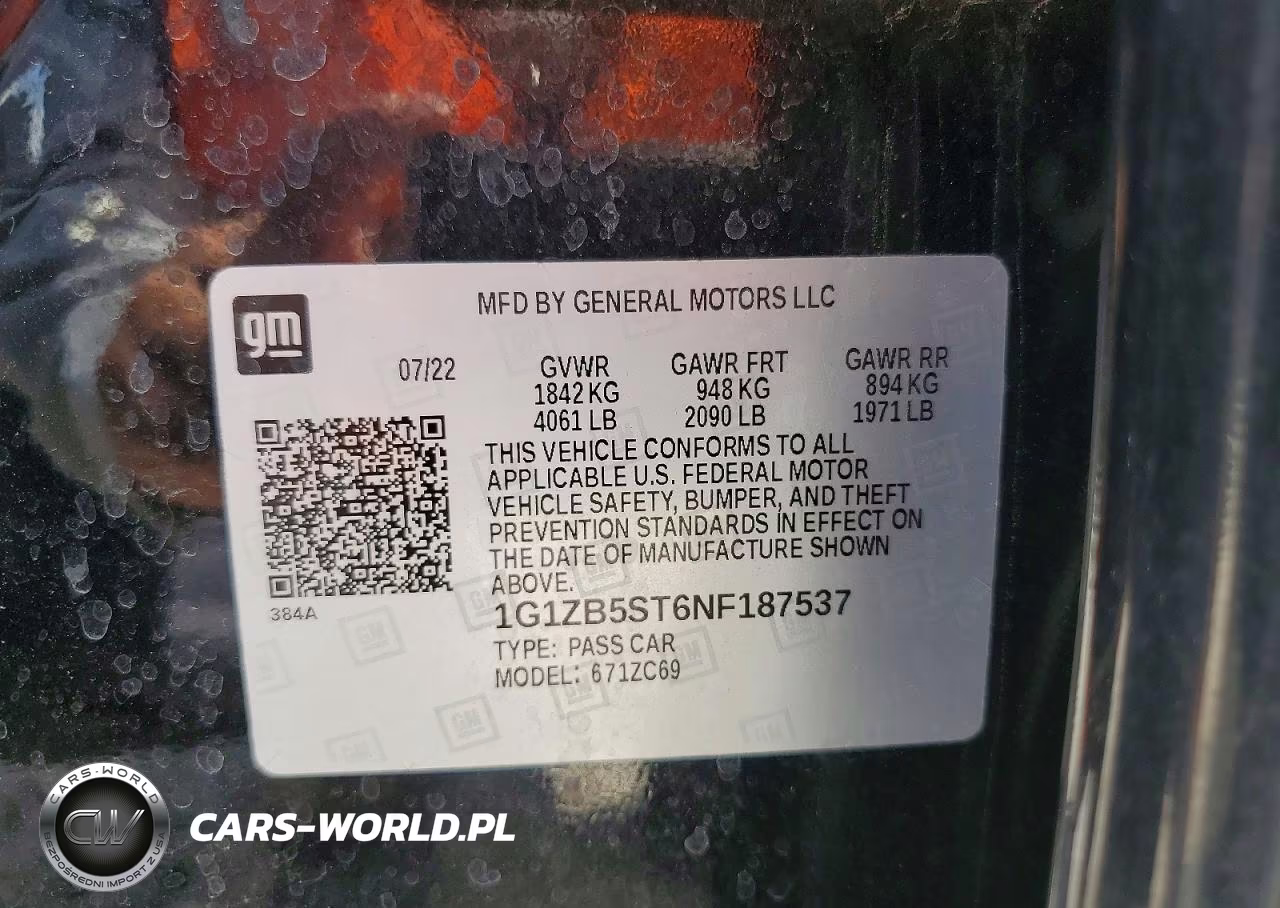 2022 Chevrolet Malibu Ls VIN:1G1ZB5ST6NF187537 - 12