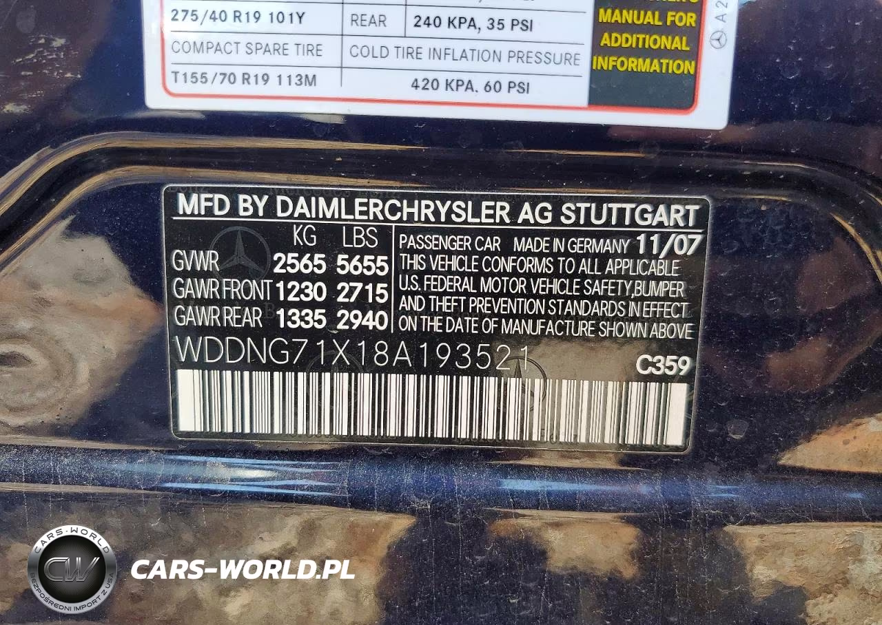 2008 Mercedes-Benz S 550 VIN:WDDNG71X18A193521 - 12