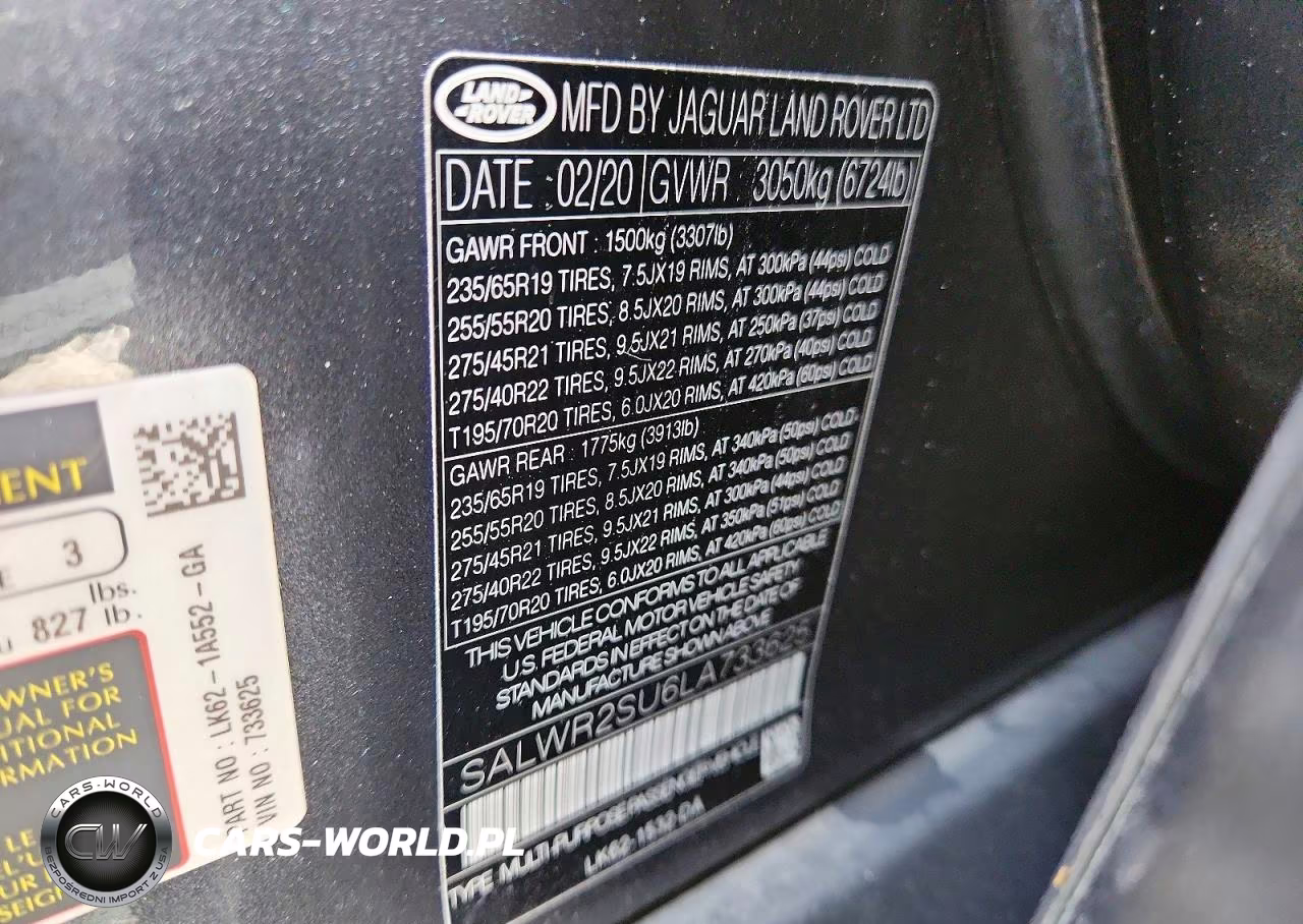 2020 Land Rover Range Rover Sport Hse VIN:SALWR2SU6LA733625 - 13