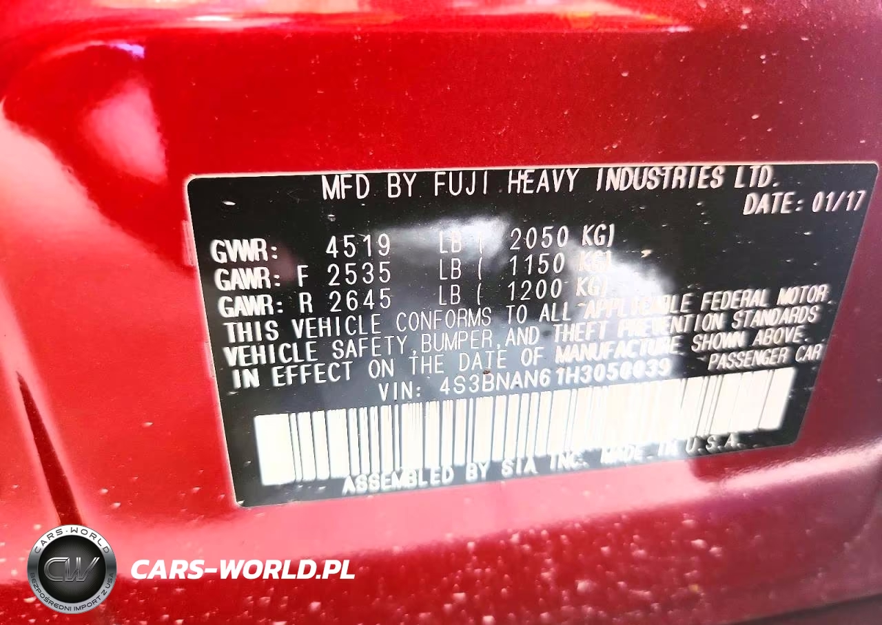 2017 Subaru Legacy 2.5I Limited VIN:4S3BNAN61H3050039 - 12