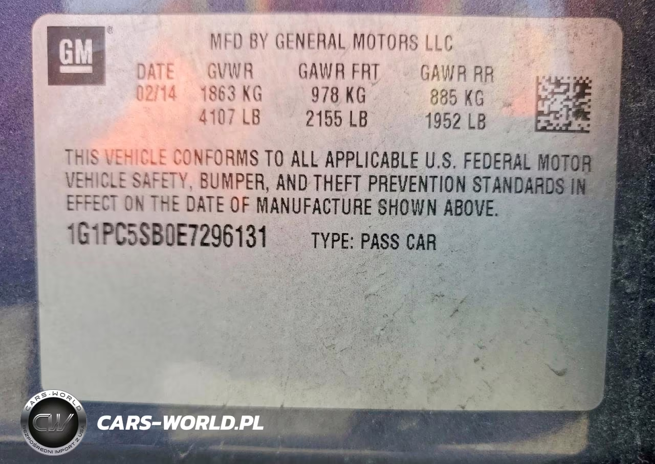 2014 Chevrolet Cruze Lt VIN:1G1PC5SB0E7296131 - 12