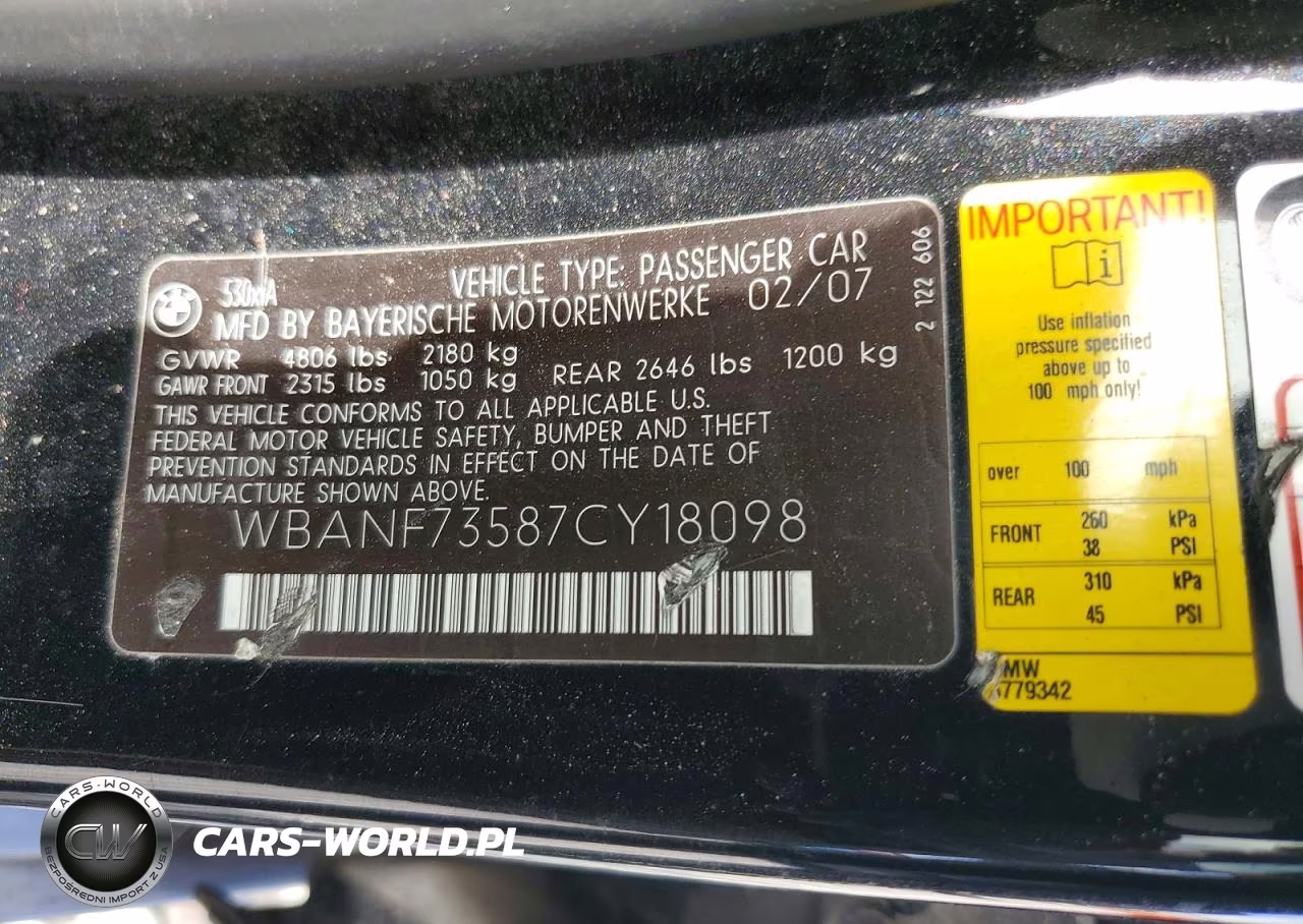 2007 BMW 530 Xi VIN:WBANF73587CY18098 - 12