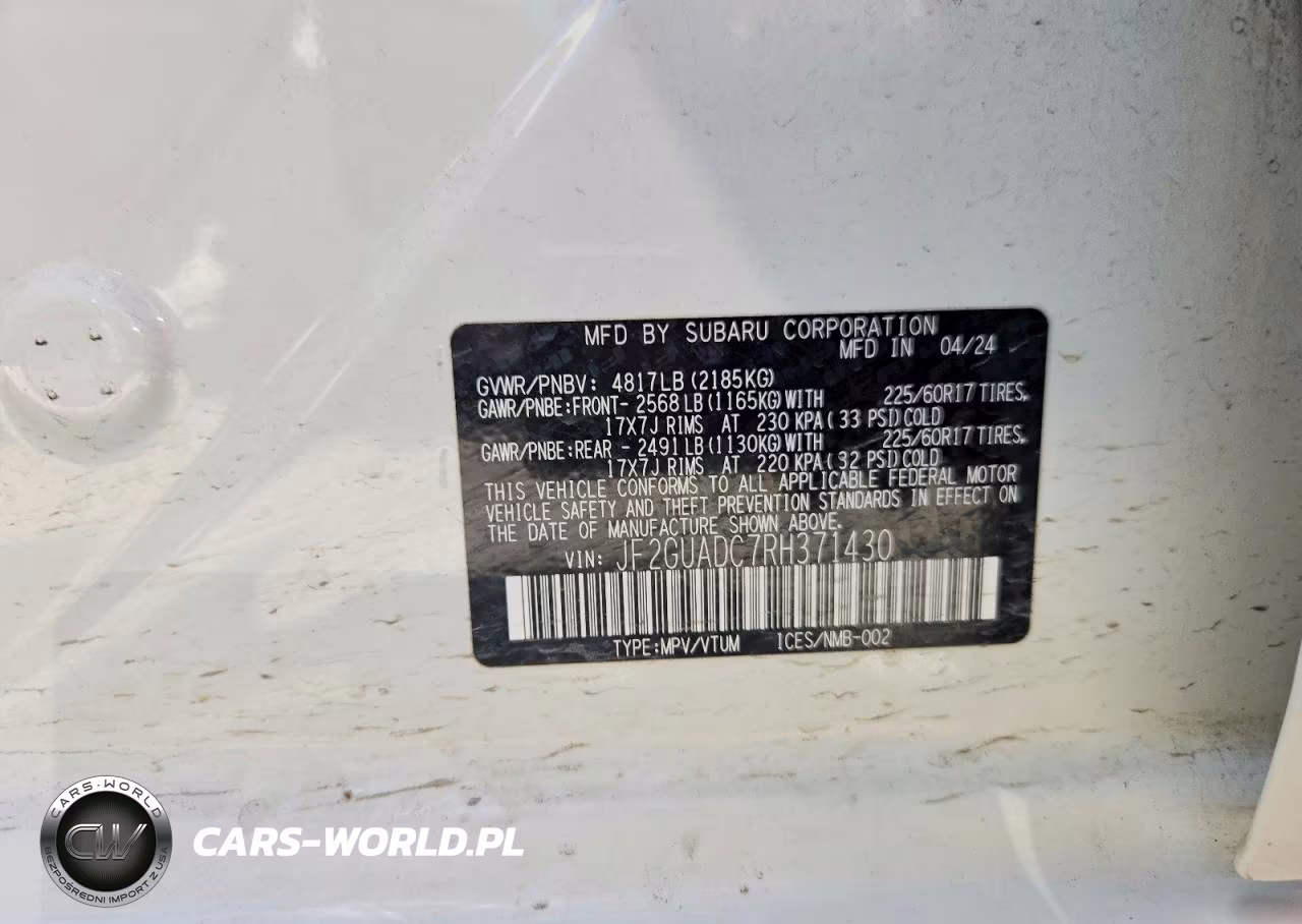 2024 Subaru Crosstrek Premium VIN:JF2GUADC7RH371430 - 14