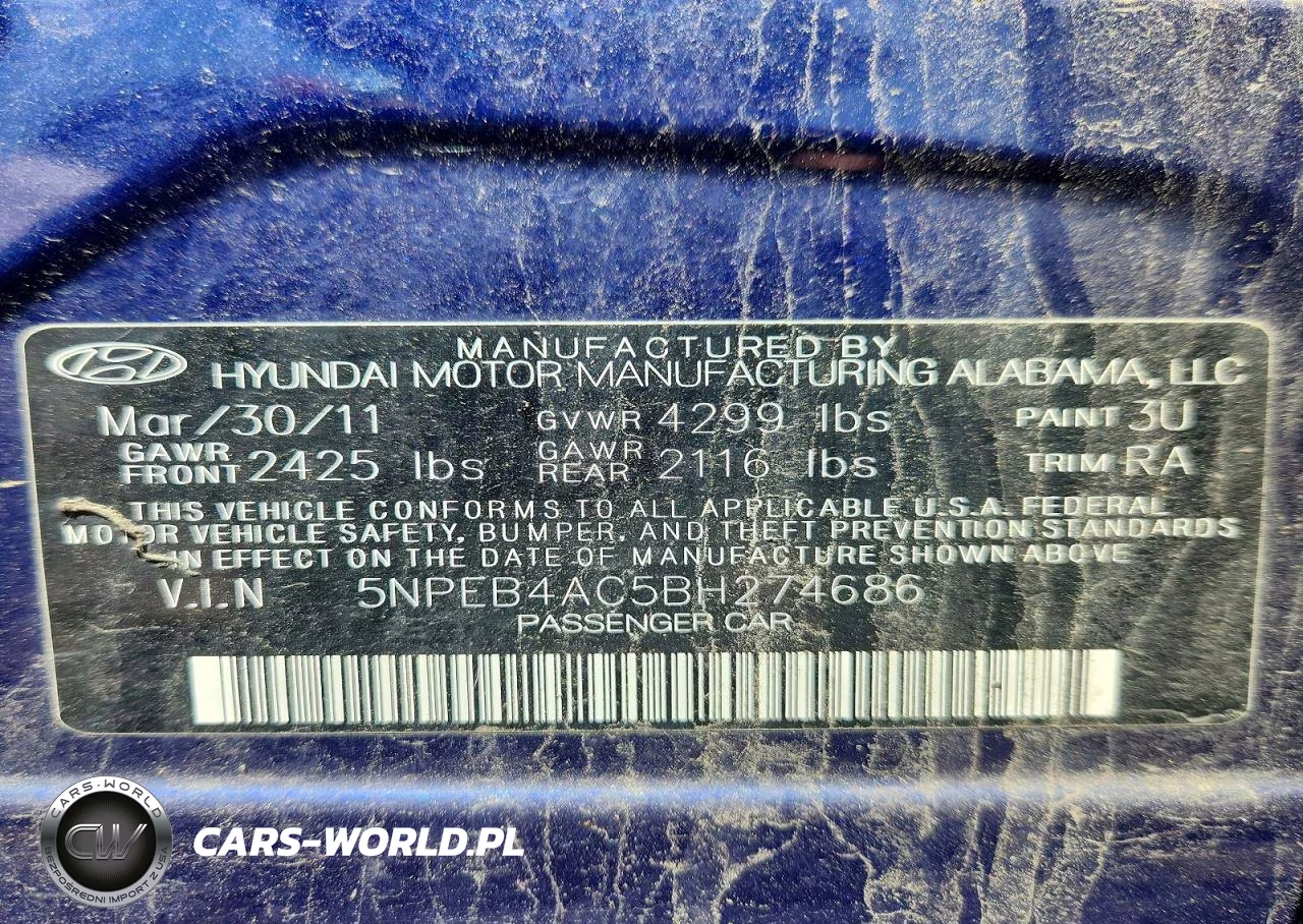2011 Hyundai Sonata Gls VIN:5NPEB4AC5BH274686 - 13