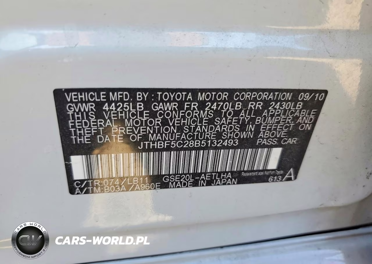 2011 Lexus Is 250 VIN:JTHBF5C28B5132493 - 12