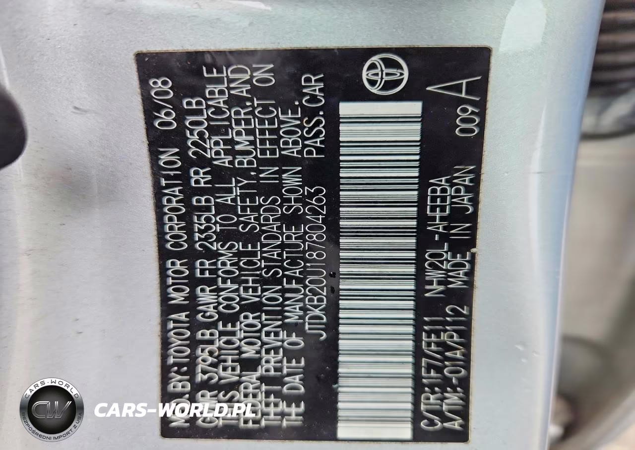 2008 Toyota Prius Base VIN:JTDKB20U187804263 - 12