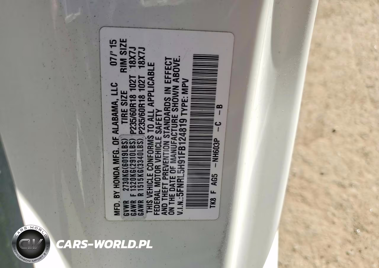 2015 Honda Odyssey Touring VIN:5FNRL5H91FB124819 - 13