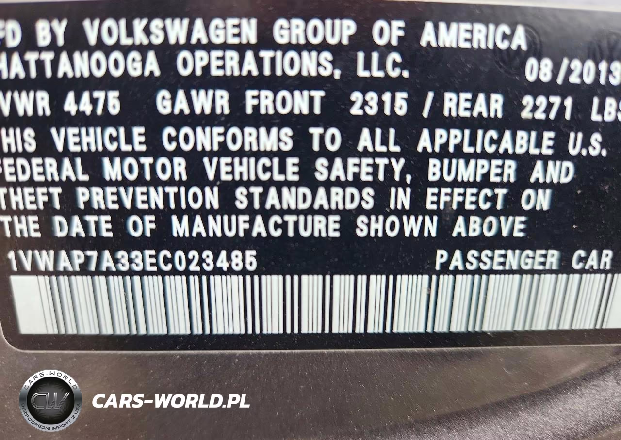 2014 Volkswagen Passat S VIN:1VWAP7A33EC023485 - 14