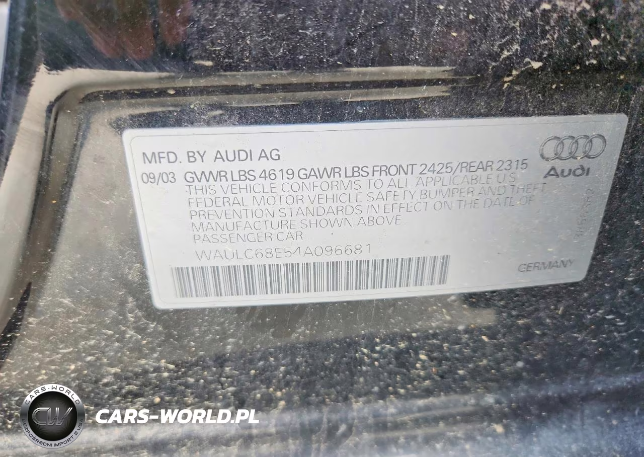 2004 Audi A4 1.8T Quattro VIN:WAULC68E54A096681 - 12