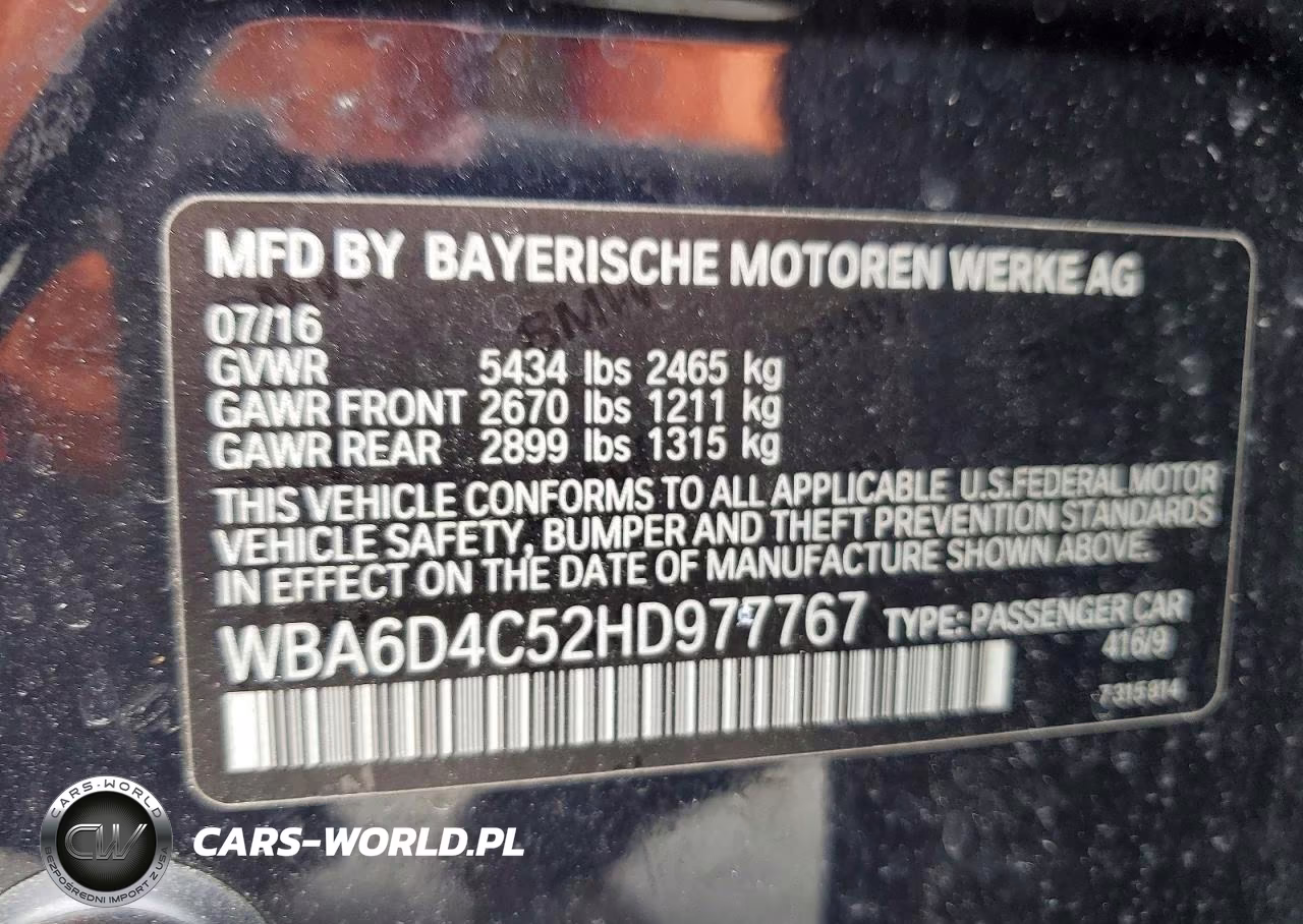 2017 BMW 650 I Gran Coupe VIN:WBA6D4C52HD977767 - 12