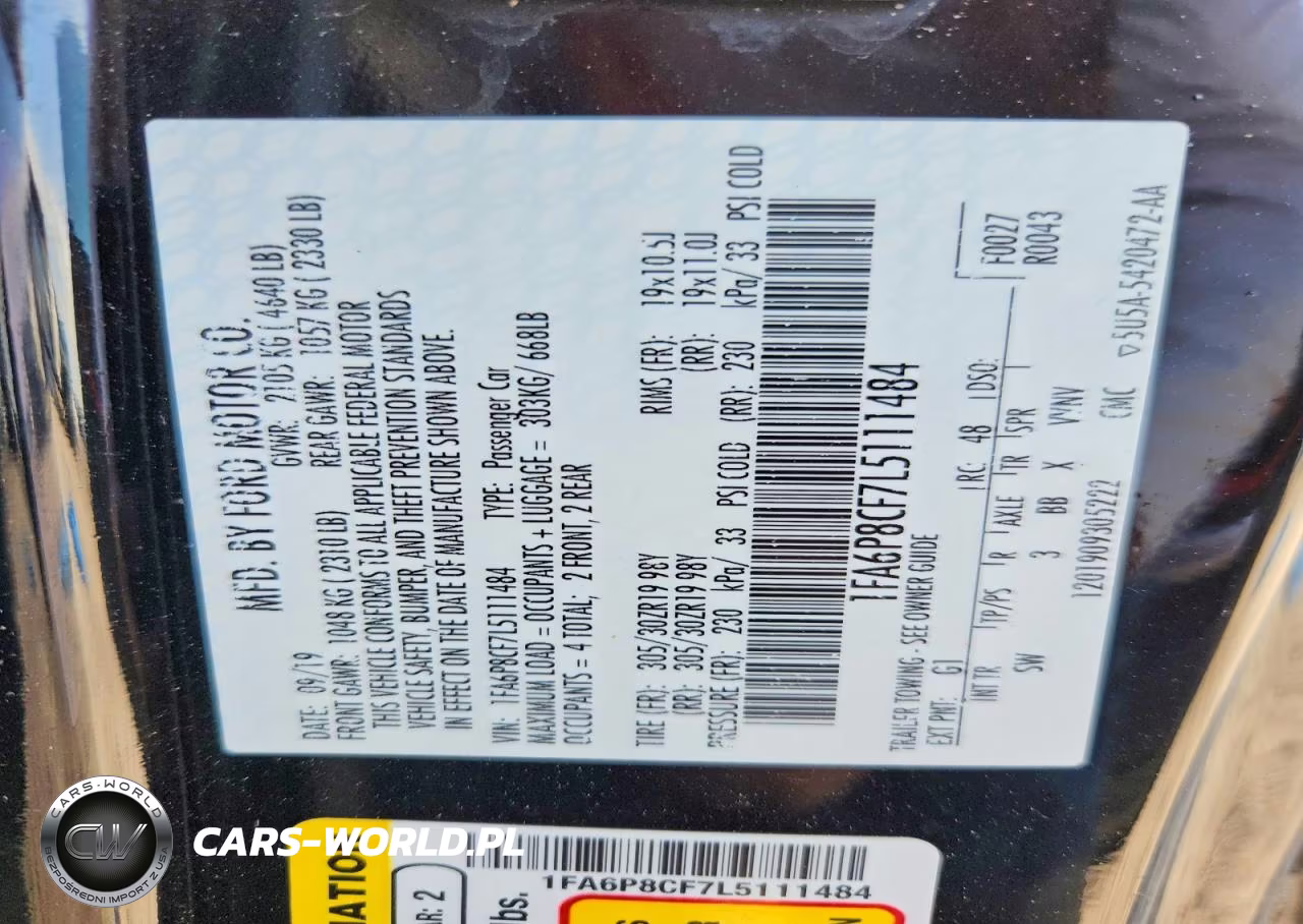 2020 Ford Mustang Gt VIN:1FA6P8CF7L5111484 - 12