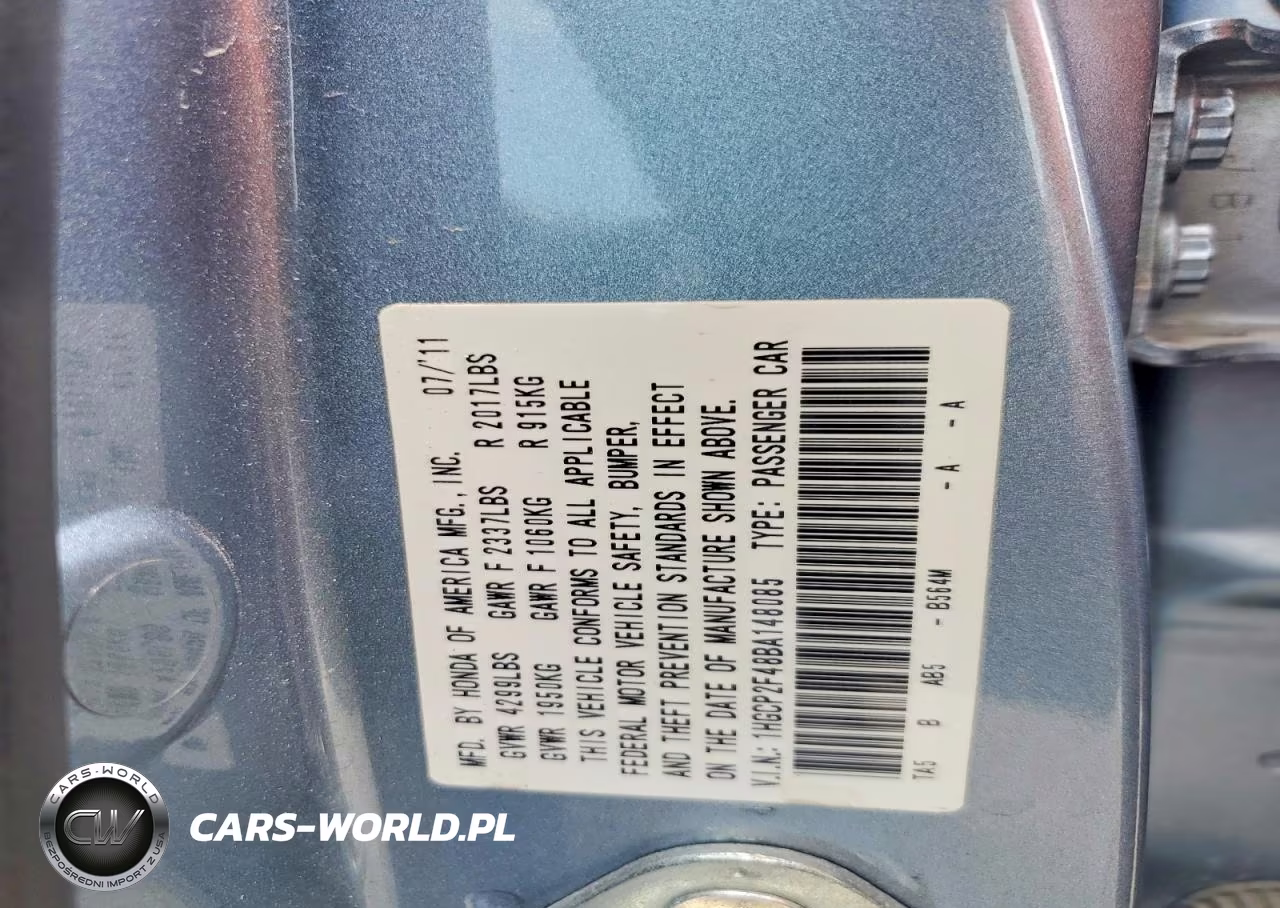 2011 Honda Accord Lxp VIN:1HGCP2F48BA148085 - 12