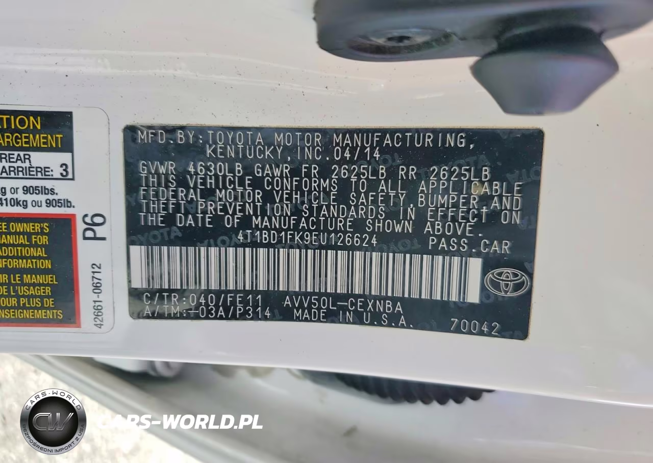 2014 Toyota Camry Hybrid Le VIN:4T1BD1FK9EU126624 - 12