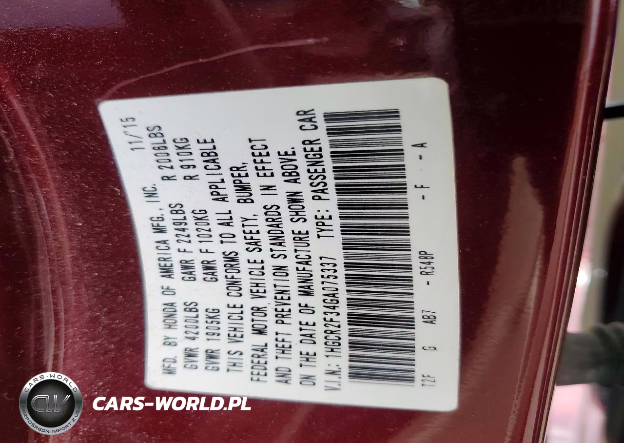 2016 Honda Accord Lx VIN:1HGCR2F34GA075337 - 12