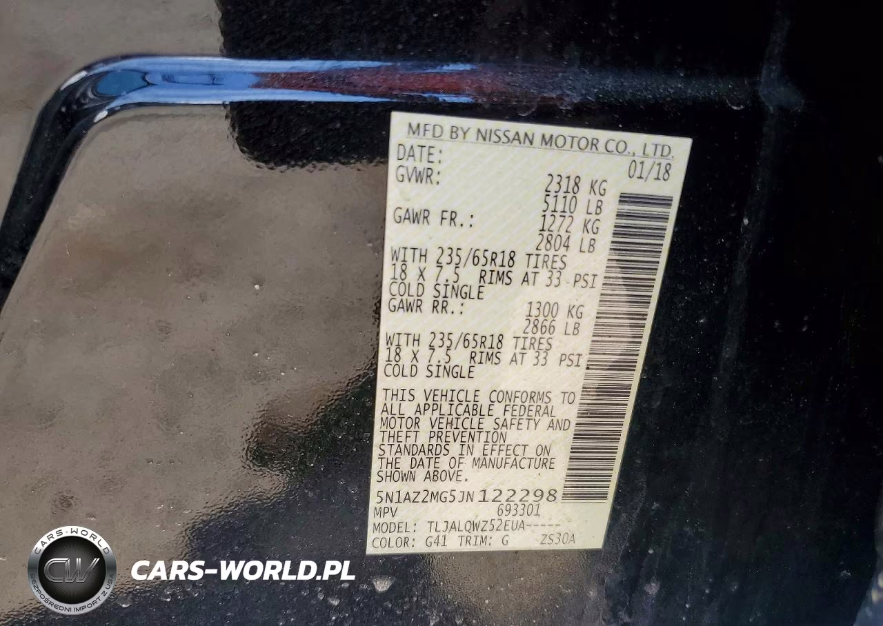 2018 Nissan Murano Sv VIN:5N1AZ2MG5JN122298 - 13