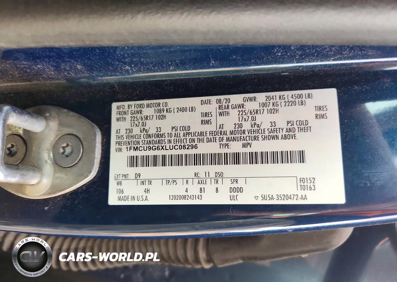 2020 Ford Escape Se VIN:1FMCU9G6XLUC08296 - 13