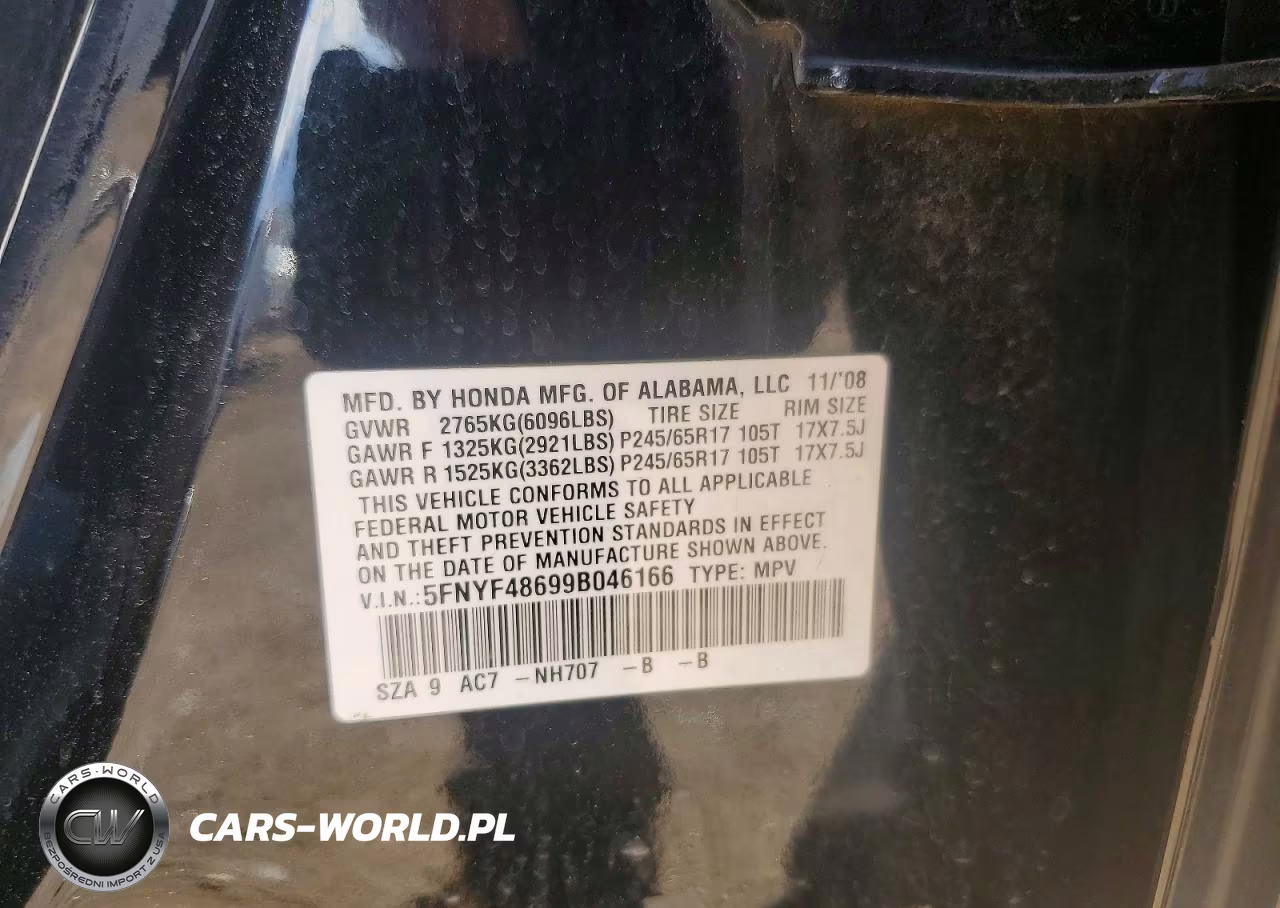 2009 Honda Pilot Exl VIN:5FNYF48699B046166 - 13