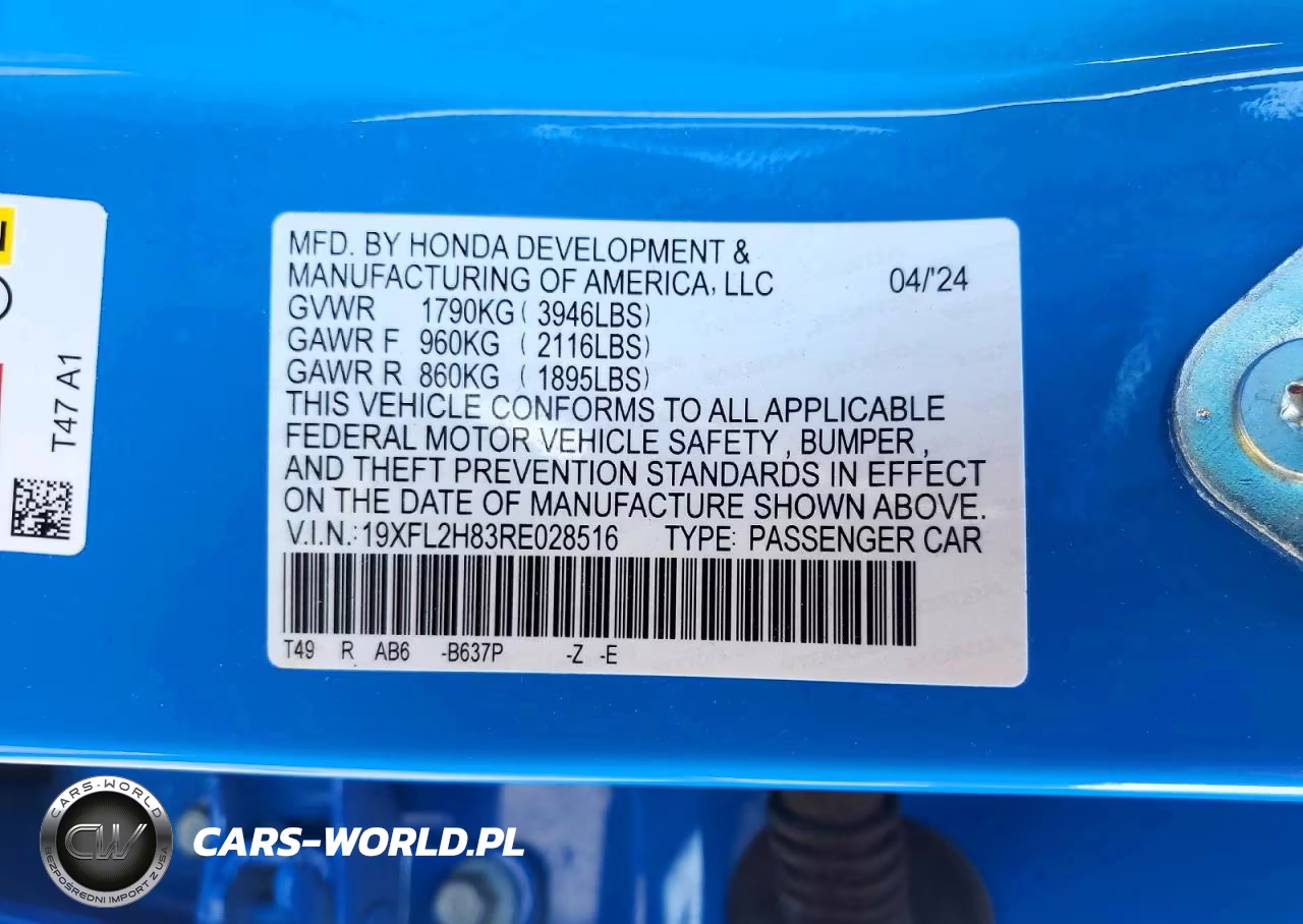 2024 Honda Civic Sport VIN:19XFL2H83RE028516 - 12