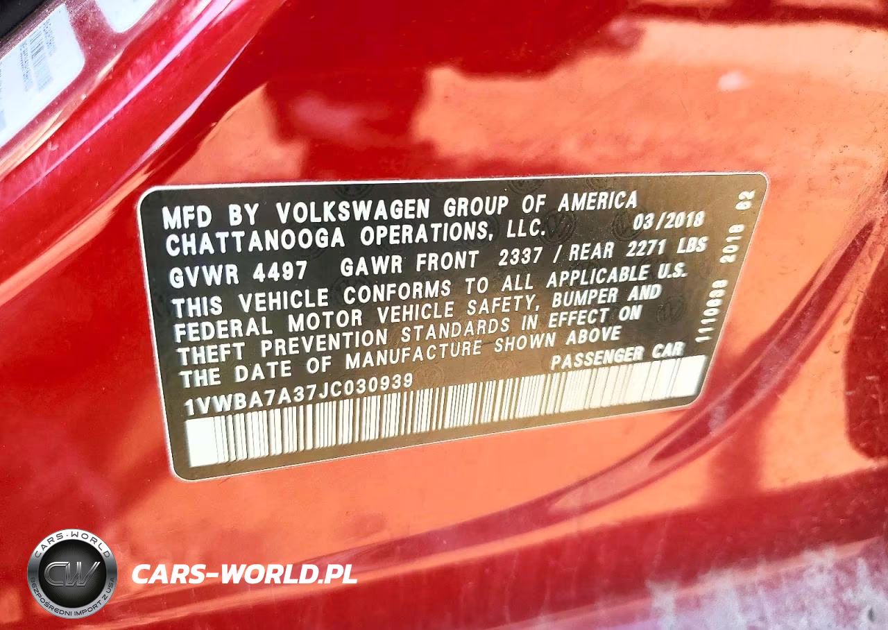 2018 Volkswagen Passat Se VIN:1VWBA7A37JC030939 - 12
