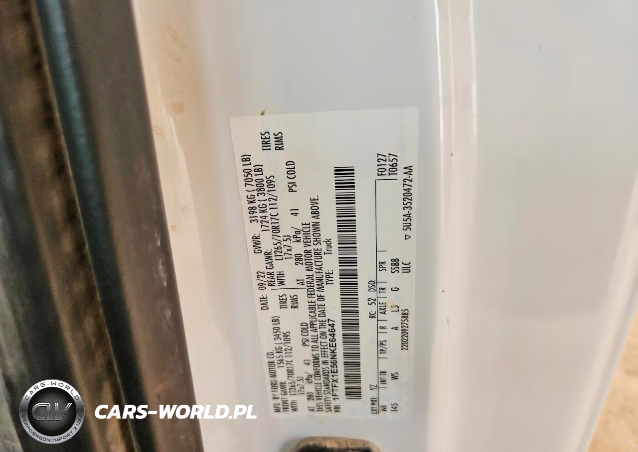 2022 Ford F150 Super Cab VIN:1FTFX1E56NKE64647 - 12