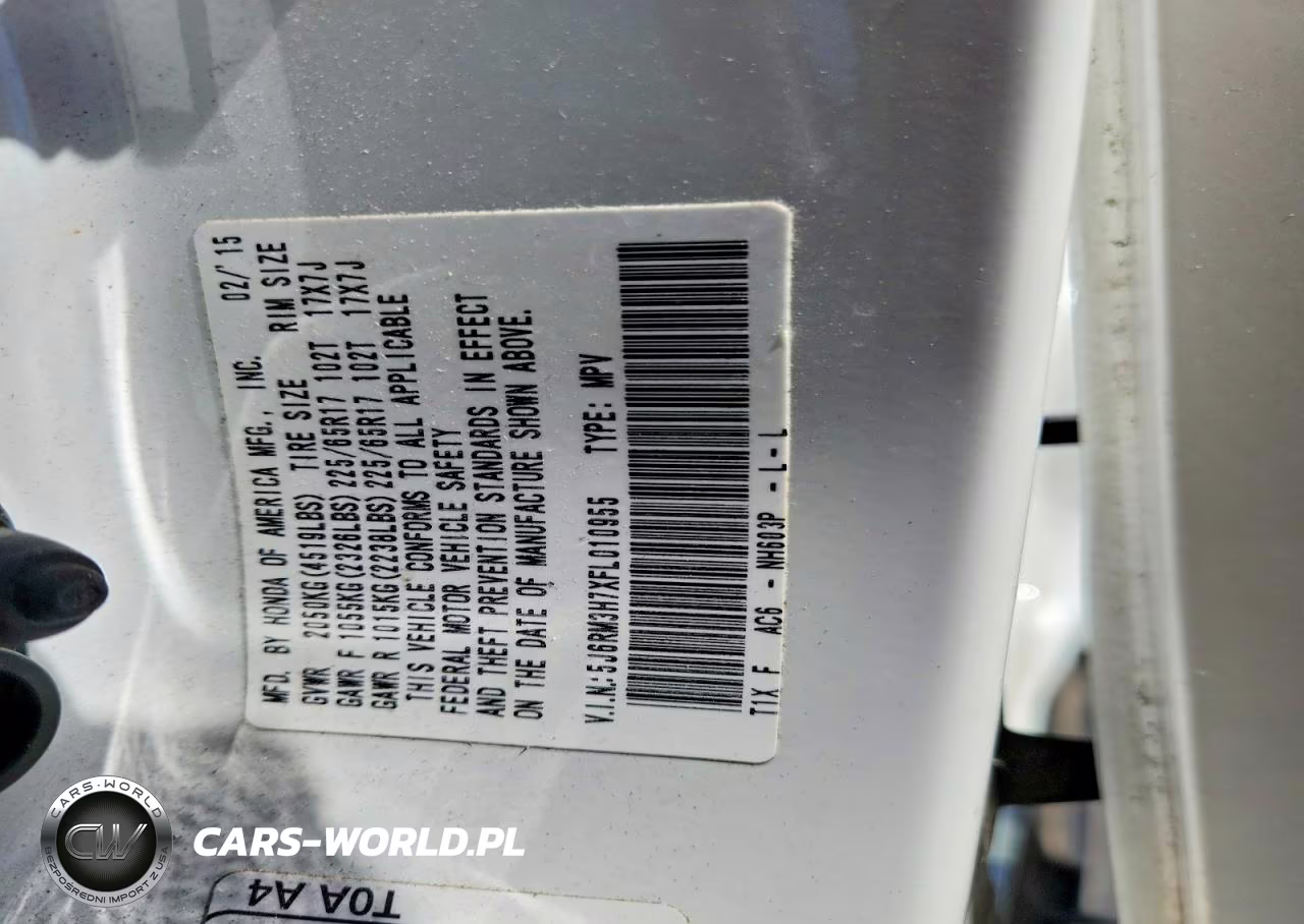 2015 Honda Cr-V Exl VIN:5J6RM3H7XFL010955 - 13