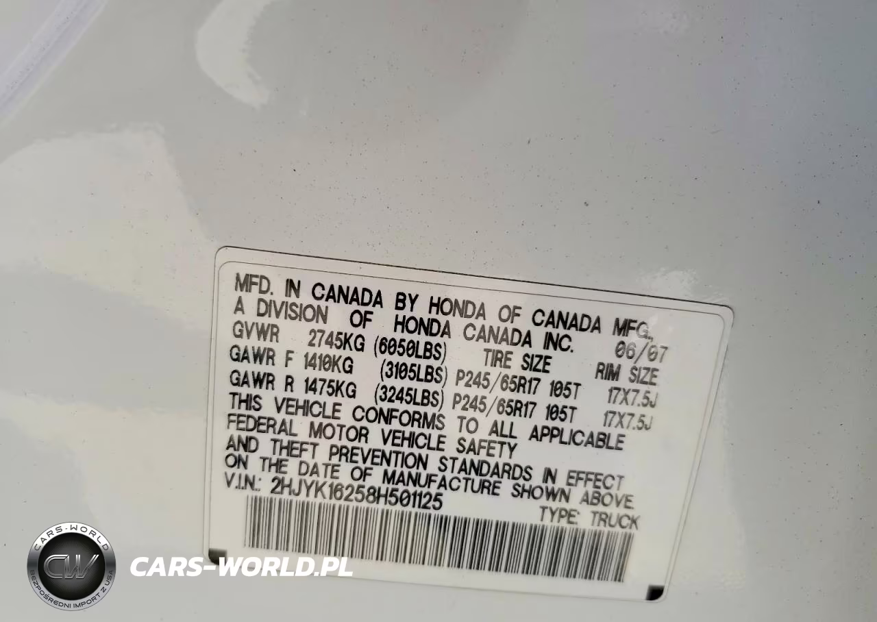 2008 Honda Ridgeline Rt VIN:2HJYK16258H501125 - 12