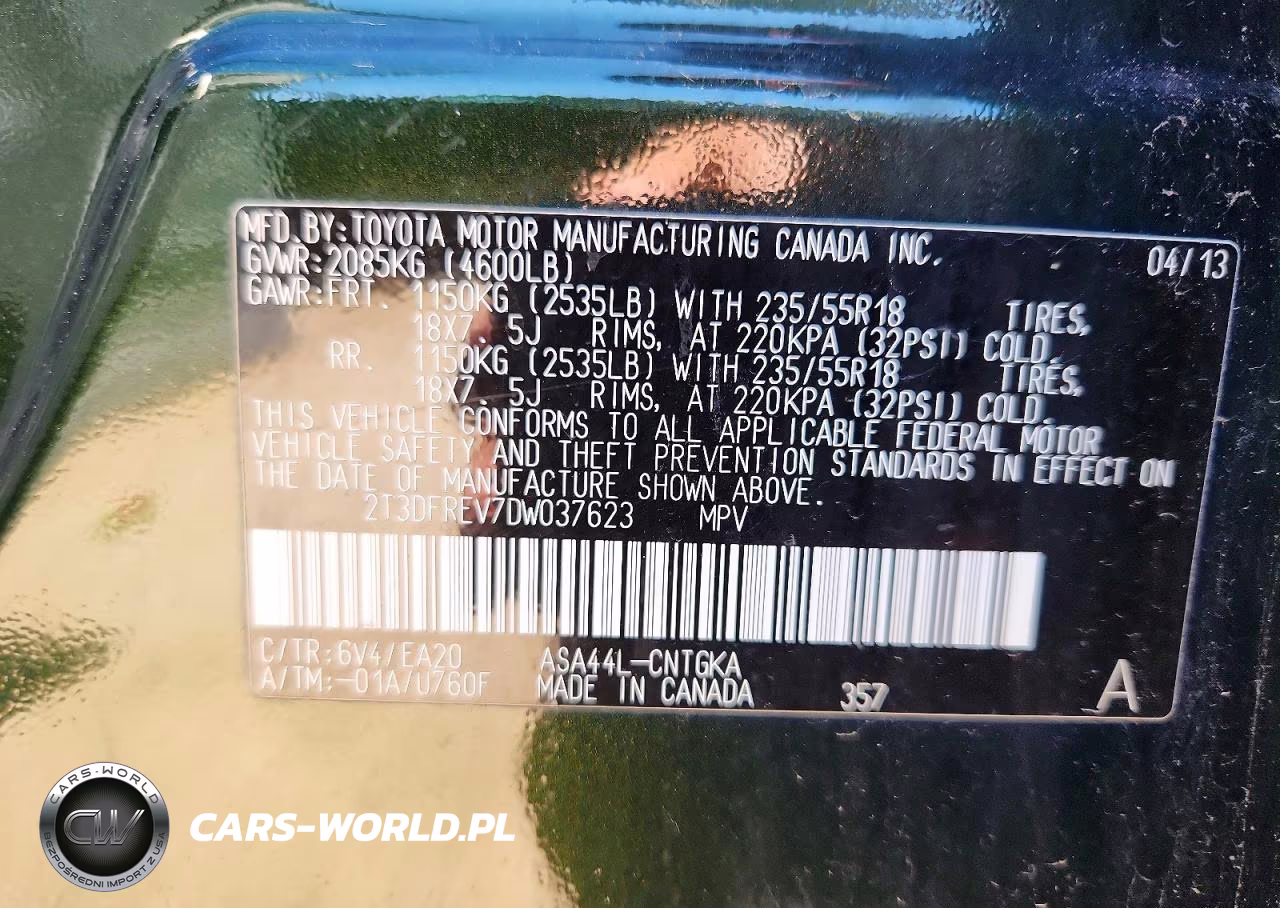 2013 Toyota Rav4 Limited VIN:2T3DFREV7DW037623 - 12