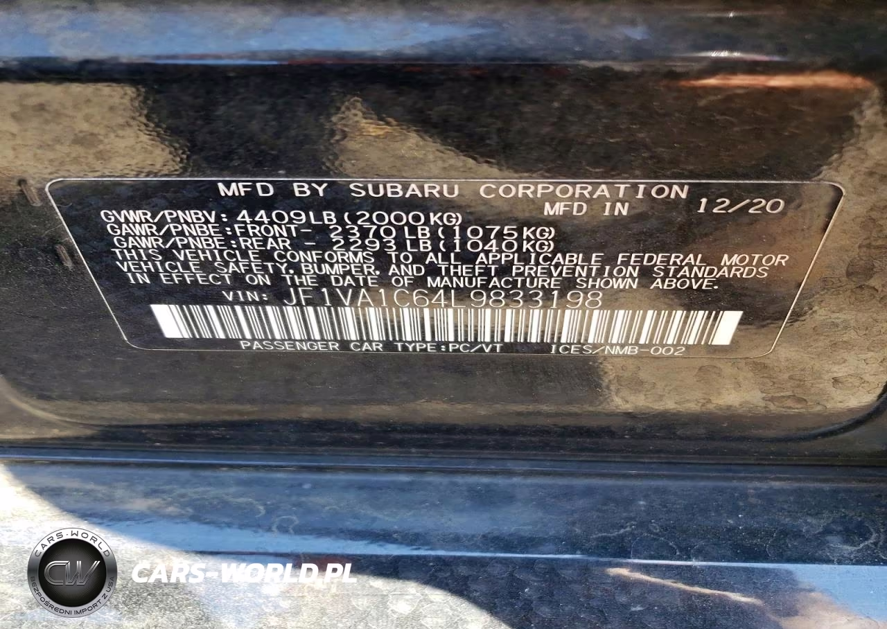 2020 Subaru Wrx Premium VIN:JF1VA1C64L9833198 - 13