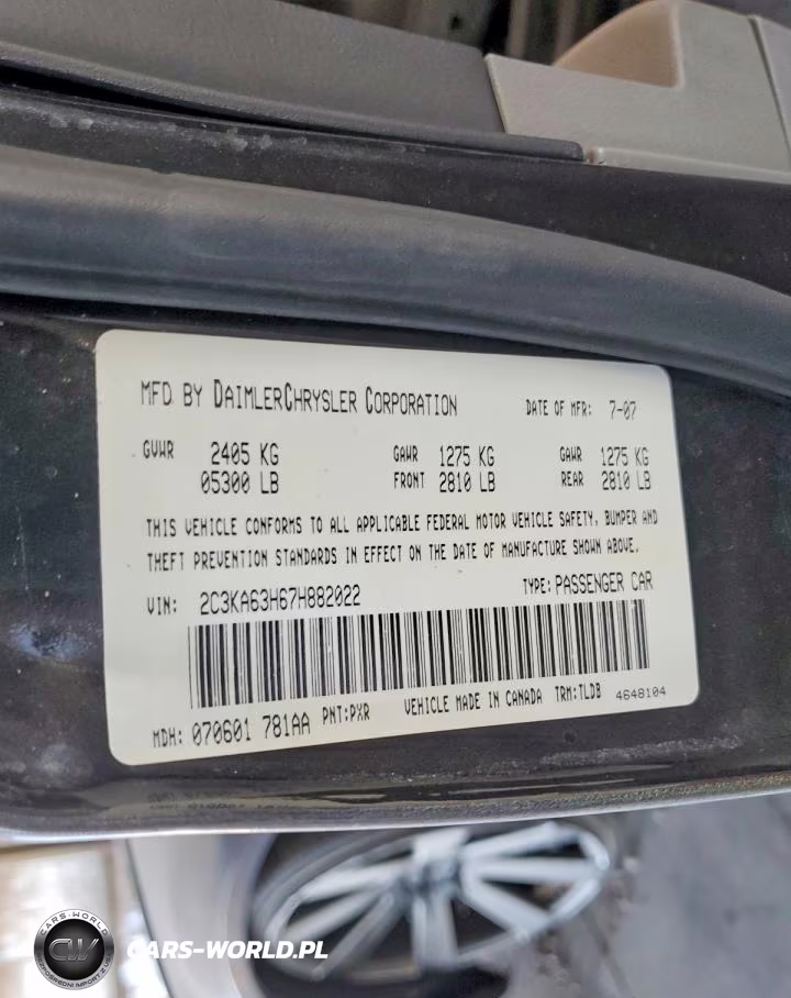 2007 Chrysler 300C VIN:2C3KA63H67H882022 - 12