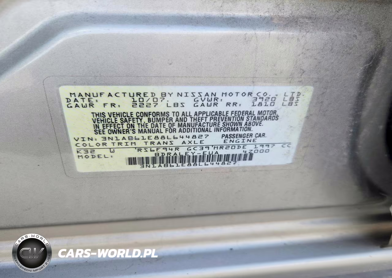 2008 Nissan Sentra 2.0 VIN:3N1AB61E88L644827 - 12