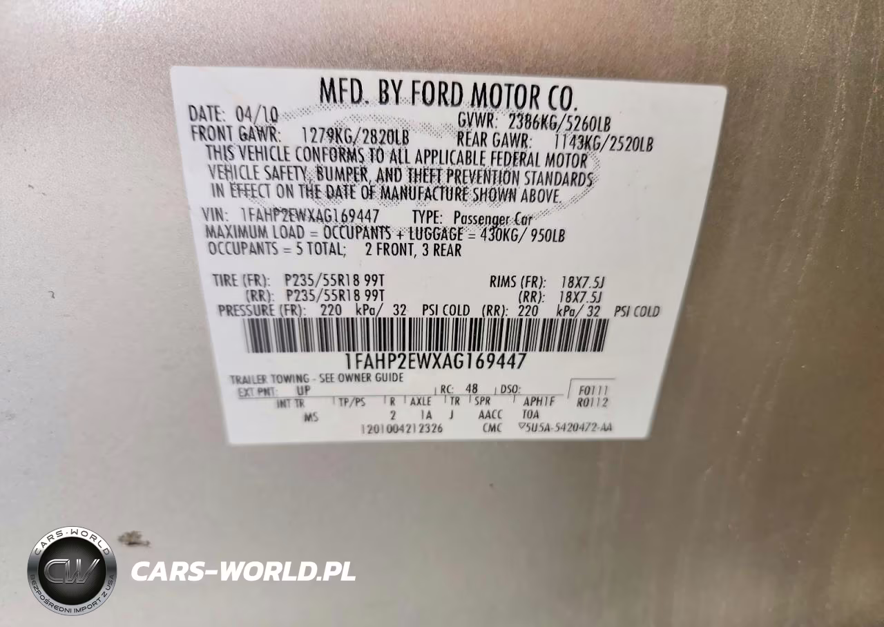 2010 Ford Taurus Sel VIN:1FAHP2EWXAG169447 - 12