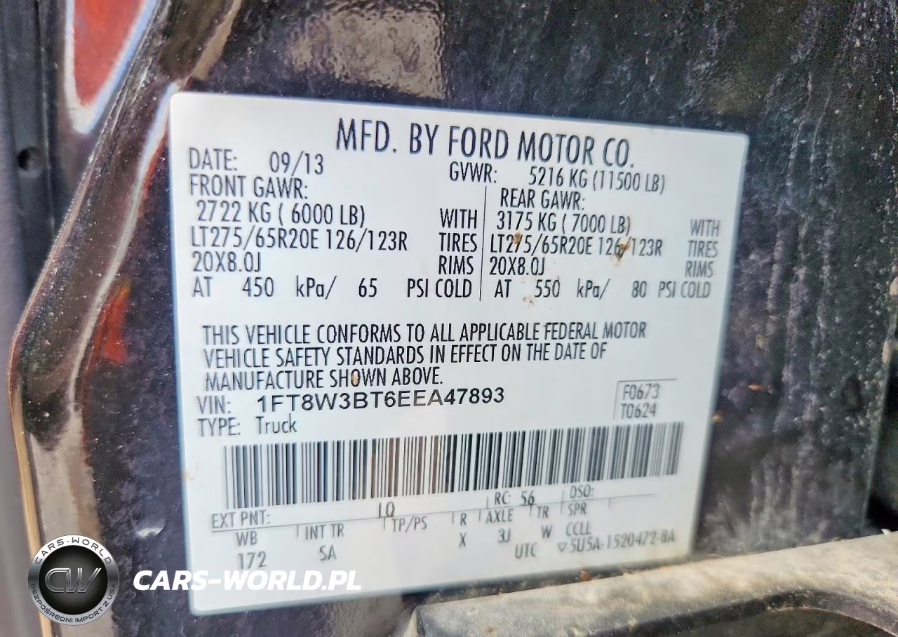 2014 Ford F350 Super Duty VIN:1FT8W3BT6EEA47893 - 12