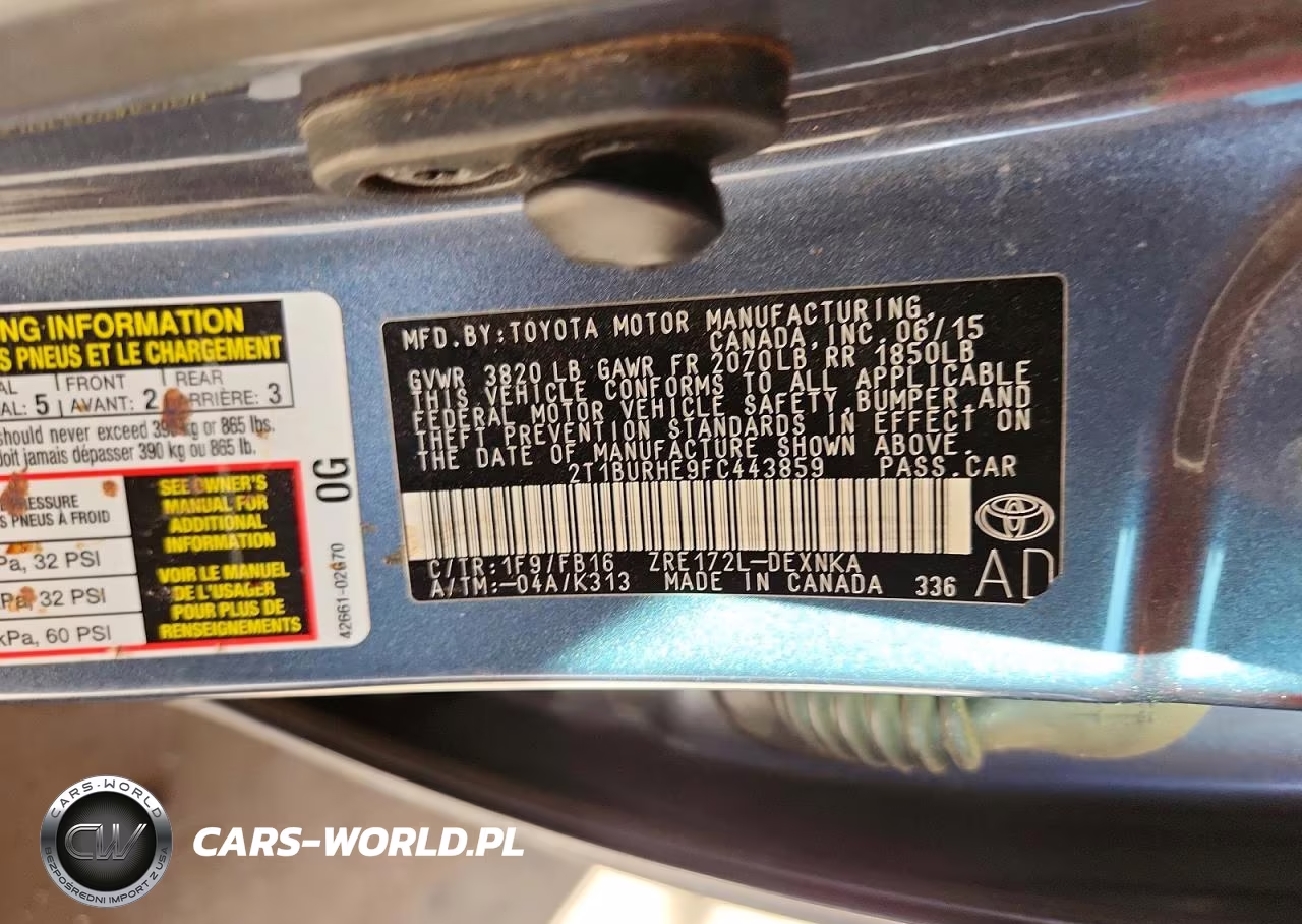 2015 Toyota Corolla Le VIN:2T1BURHE9FC443859 - 13