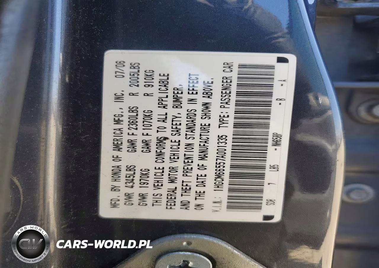 2007 Honda Accord Ex VIN:1HGCM66557A001335 - 12