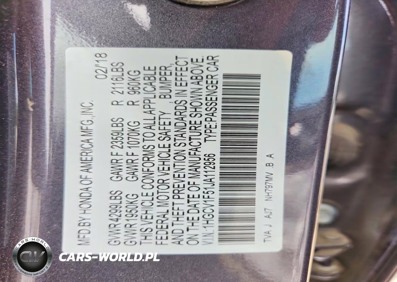 2018 Honda Accord Exl VIN:1HGCV1F51JA112956 - 13