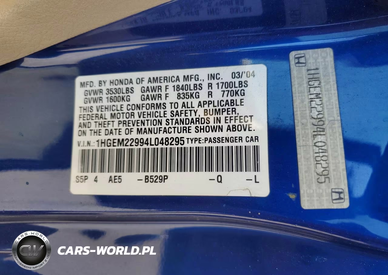 2004 Honda Civic Ex VIN:1HGEM22994L048295 - 12