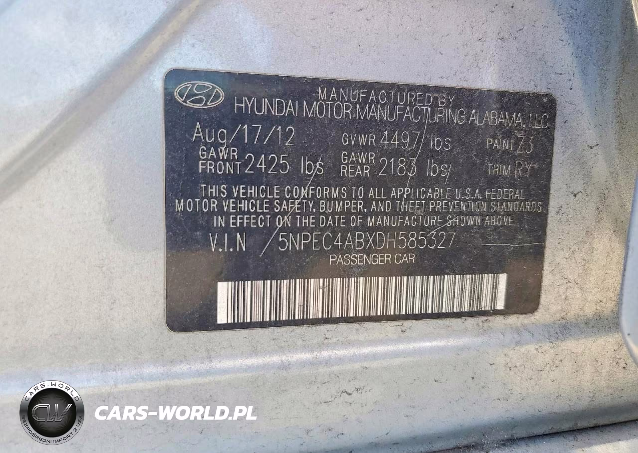 2013 Hyundai Sonata Se 2.0T VIN:5NPEC4ABXDH585327 - 12