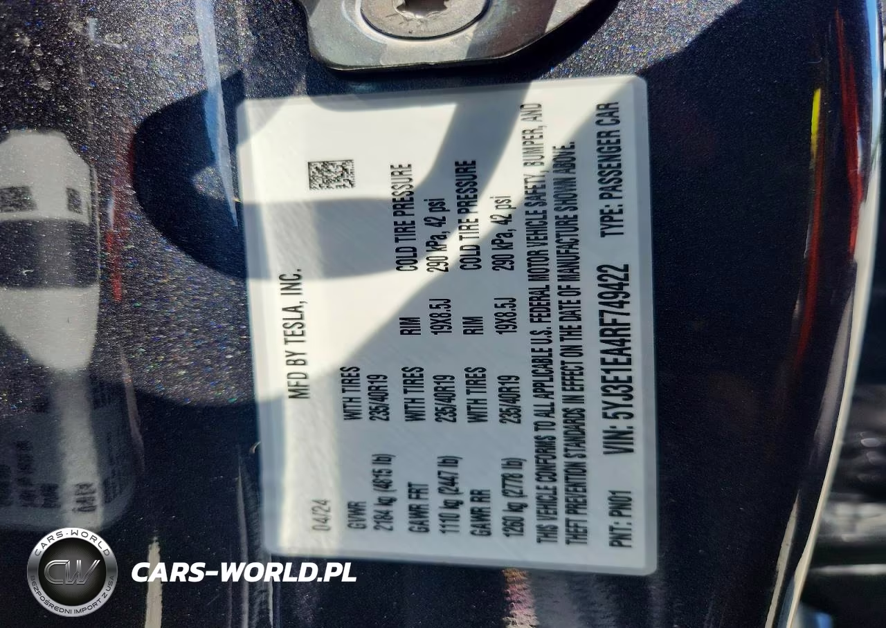 2024 Tesla Model 3 VIN:5YJ3E1EA4RF749422 - 14