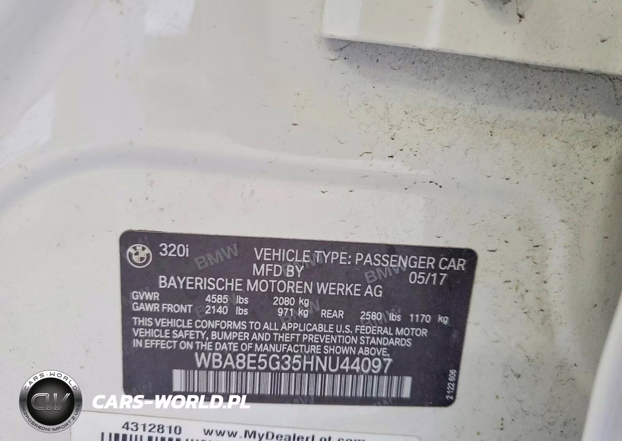 2017 BMW 320 Xi VIN:WBA8E5G35HNU44097 - 12