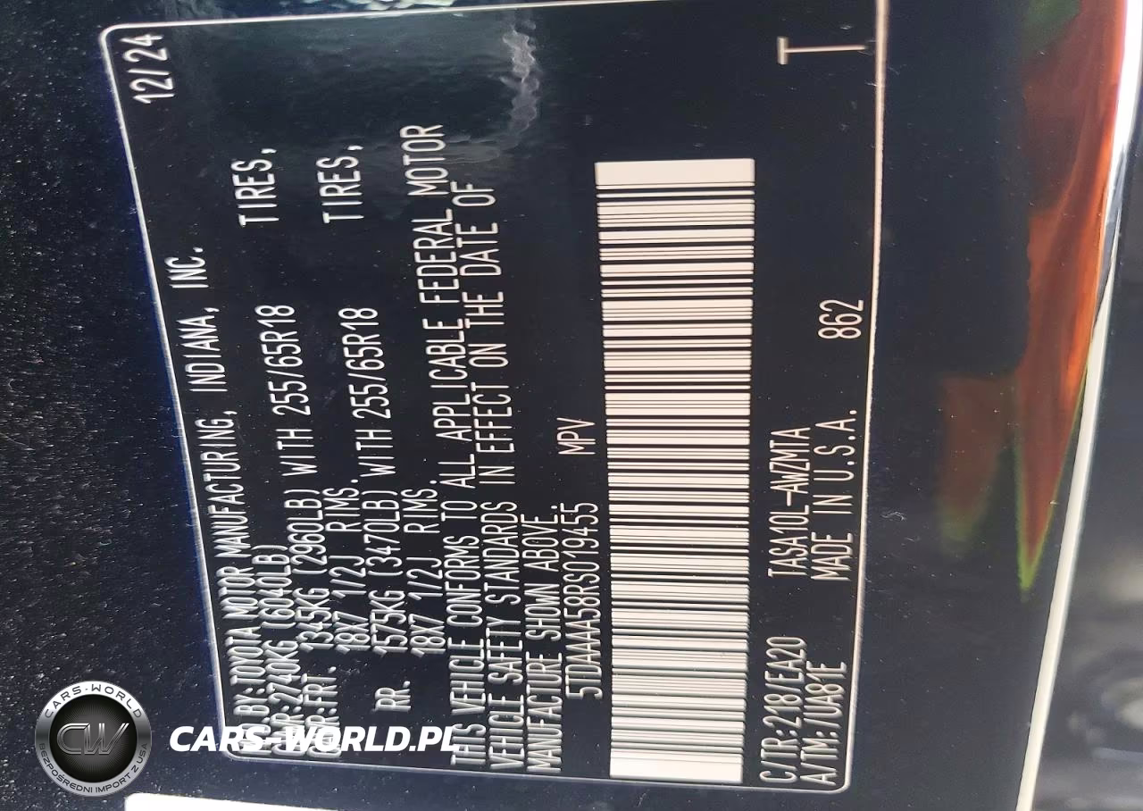 2024 Toyota Grand Highlander Xle VIN:5TDAAAA58RS019455 - 12