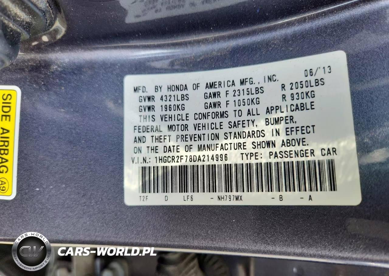 2013 Honda Accord Ex VIN:1HGCR2F78DA214996 - 12