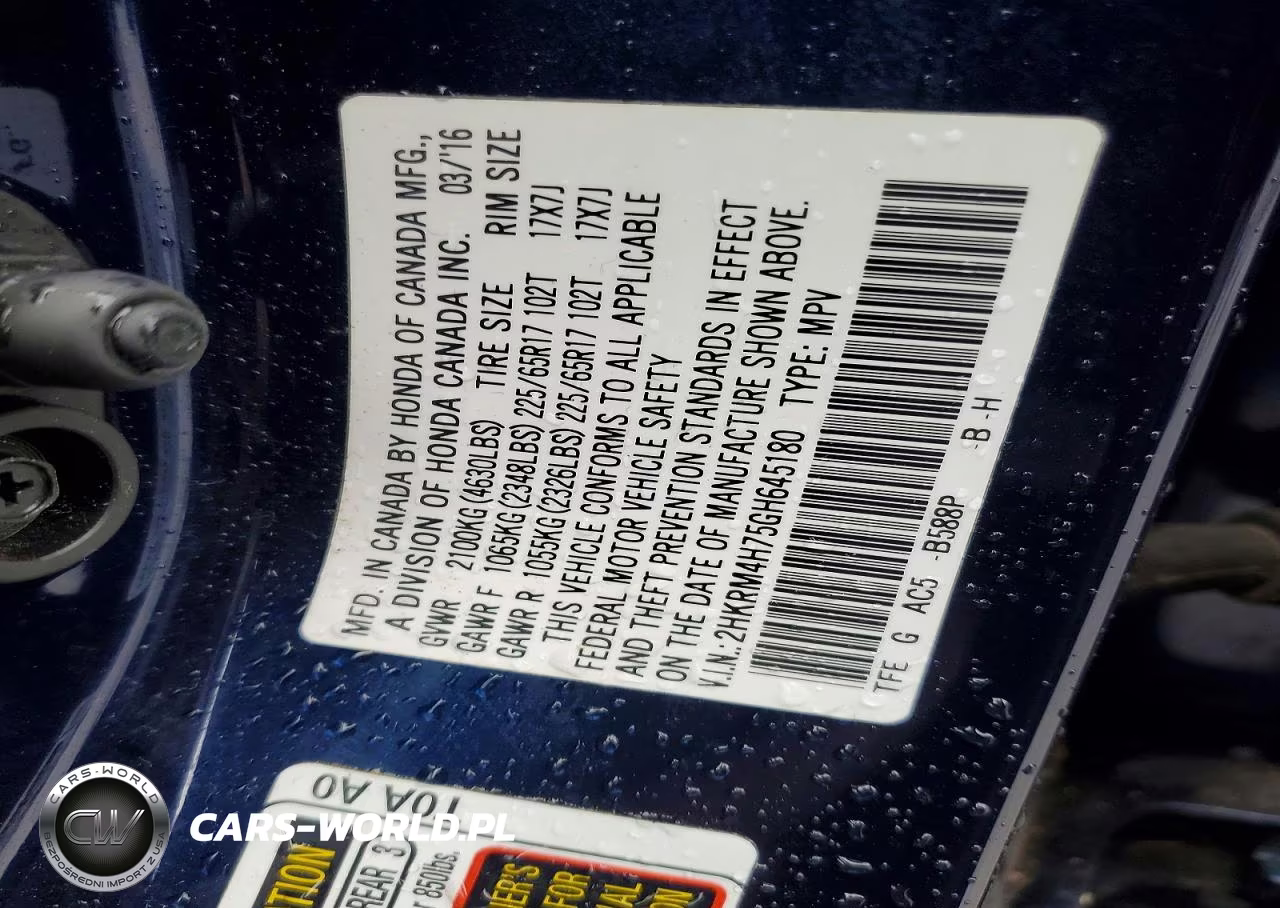 2016 Honda Cr-V Exl VIN:2HKRM4H75GH645180 - 14