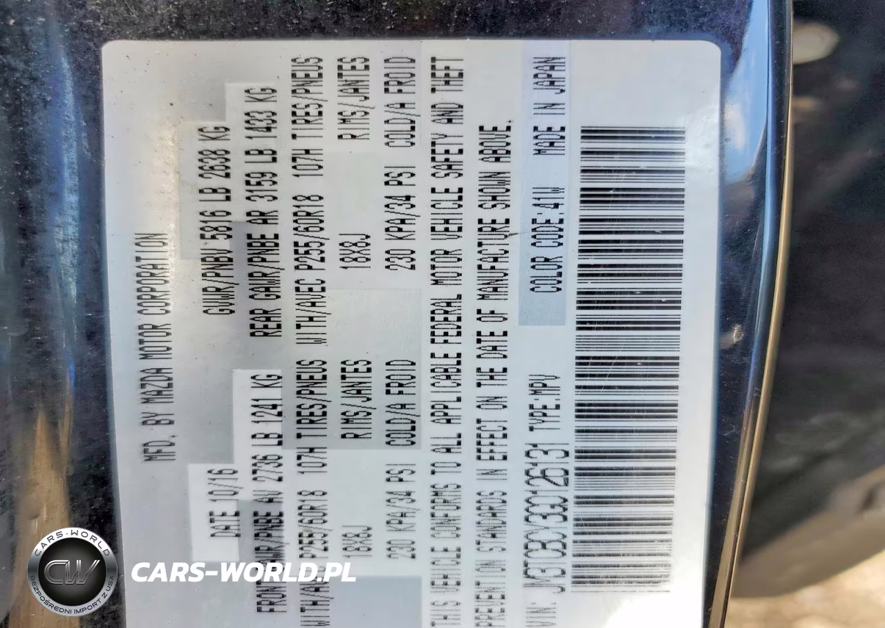 2016 Mazda Cx-9 Touring VIN:JM3TCBCY3G0126131 - 12