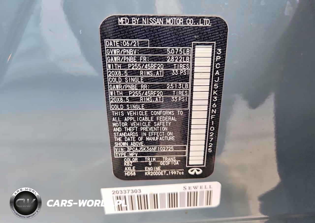 2022 Infiniti Qx55 Essential VIN:3PCAJ5K36NF102725 - 14