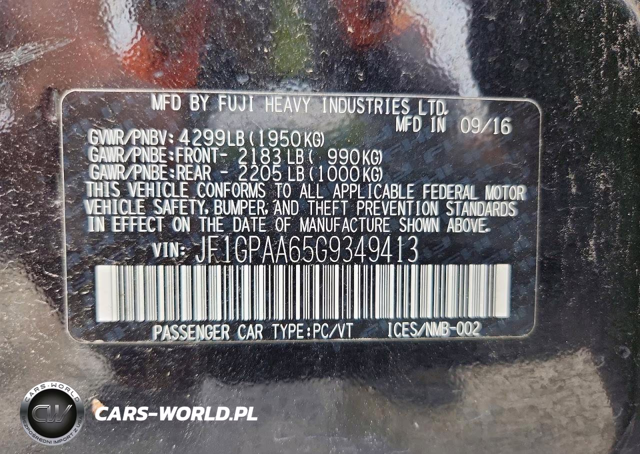 2016 Subaru Impreza VIN:JF1GPAA65G9349413 - 12