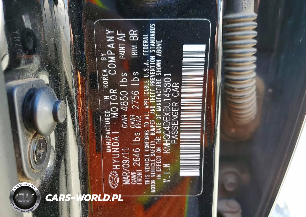 2011 Hyundai Genesis 3.8L VIN:KMHGC4DEXBU145301 - 12