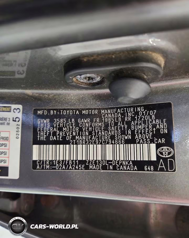 2007 Toyota Corolla Le VIN:2T1BR32E97C794666 - 12